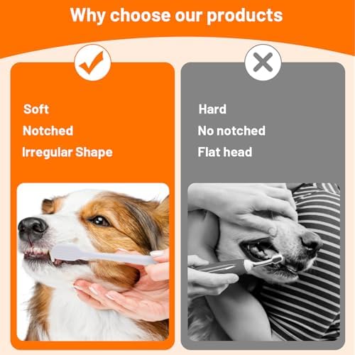 4 Pack Super Soft Dog Toothbrush for Small to Large Dogs Tooth Brushing Designed for Cat Dog Teeth Cleaning & Protecting Pet Dental Convenient Care Puppy Tooth Brush Kit
