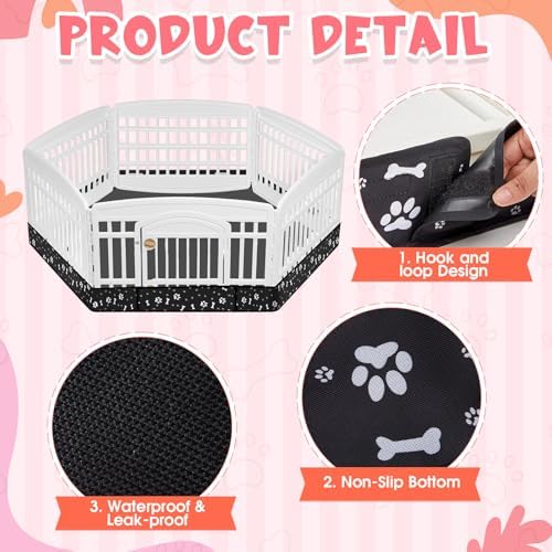 Marsui Dog Playpen Bottom Pad Fits for 36inch W and 24inch H 6 Panels Exercise Pet Dog Mat Puppy Crate Pad Reusable Washable Pet Training Pee Mat Hoop and Loop Design, Playpen Not Included(Black)