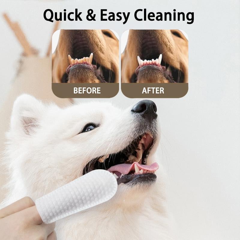 Dog & Cat Teeth Cleaning Wipes, Dental Finger Wipes for Cats & Dogs, Dog Tooth Brushing Kit for Pets, Effective Teeth Cleane - 50 Count