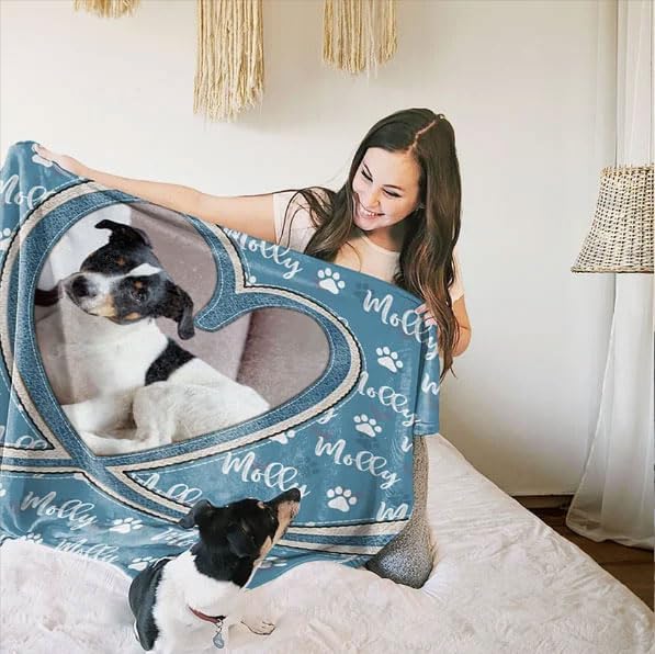Pamaheart Custom Dog Face Blankets, Personalized Pet Photo Blanket, Fleece Dog Blankets, Customized Photo Throws, Dogs Dad Gifts, Pet Lover Gifts, Memorial Gift /37