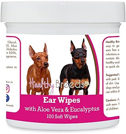 Healthy Breeds Miniature Pinscher Ear Cleaning Wipes with Aloe & Eucalyptus for Dogs 100 Count