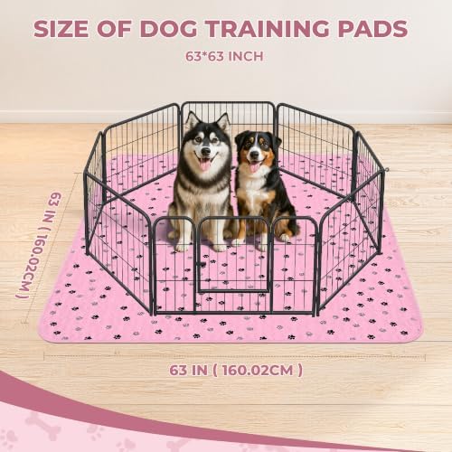 Fostanfly Washable Pee Pads for Dogs, 2 Pack 63"x63" Training Pads, Pink
