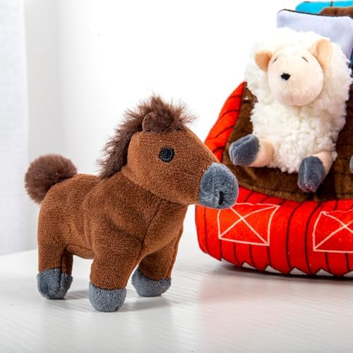Hollypet Squeaky Hide and Seek Dog Toys for Small and Medium Dogs, Farm