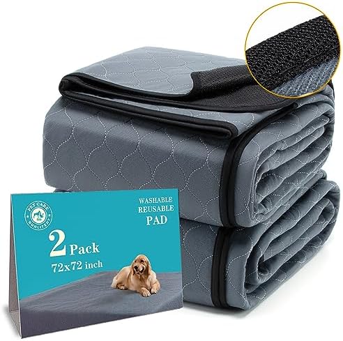 Bunlitent Extra Large Washable Pee Pads for Dogs 72" x 72", 2 Pack, Grey