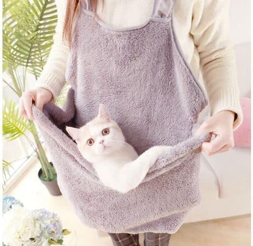Pet Dog Cat Carrier for Lap Cat or Lap Dog Travel Shoulder Bag Sling Front Backpack Soft Plush Handmade (Clear)