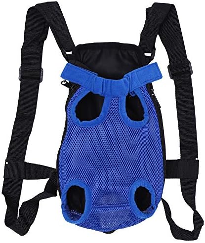 Focket Pet Carrier Bag,Sandwich Mesh Fashionable Pet Dog Five Holes Backpack Small Animals Front Chest Tote Carrier Net Bag, and Breathable(Dark Blue S)