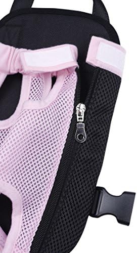 Pet Dog Puppy Cat Carrier Five Holes Backpack Double Shoulder Straps Mesh Front Chest Backpack Bag, L, Pink