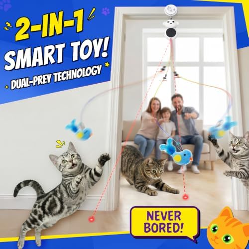Interactive Cat Toys with Automatic Feather Flying Bird for Bored Adult Cat