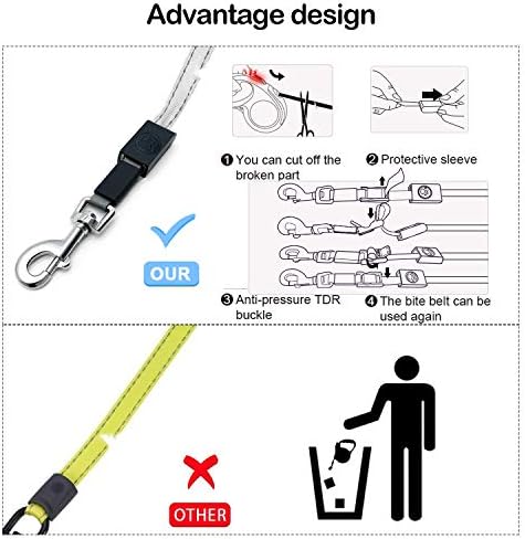 Retractable dog leash Tape Connector, Dog leash could be reused by cutting off The broken part which is bitten by The dog Tape Connector, Heavy Duty for Medium Large Dogs up to 115lbs, Large