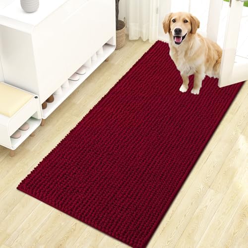 OLANLY Dog Door Mat for Muddy Paws 47x24, Extra Absorbent Chenille Mud Mat