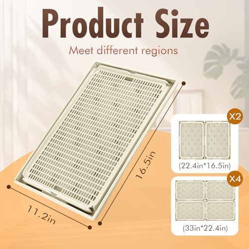 2Pack Cat Litter Box Step, Cat Litter Catcher, Expandable Interlock Litter Mat, Washable Easy Clean, Waterproof & Urine Proof, Khaki