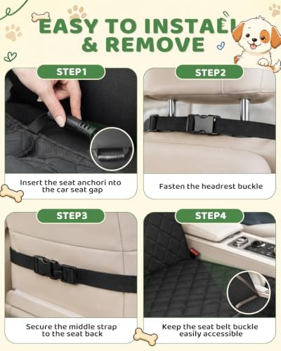 Victoper Dog Car Seat Cover, 600D Heavy Dute Car Seat Cover for Dogs Pets,100% Waterproof Anti-Scratch Nonslip Dog Seat Cover for Cars, Seat Covers Protector for Sedan SUV Truck Small Black