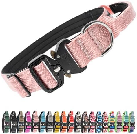 TSPRO Tactical Dog Collar, Heavy Duty Quick Release Metal Buckle and Handle