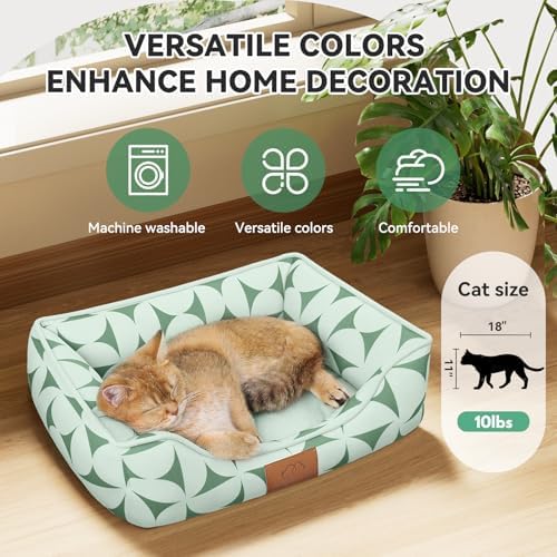 Zerbuger 20in Green Pattern Rectangle Cat Dog Bed Machine Washable Sofa