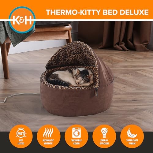 K&H Heated Cat Bed, Thermo-Kitty Bed Deluxe, Indoor, Safety Listed, 16in