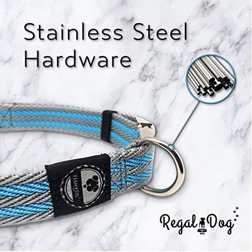 Regal Dog Products Twill Dog Collar, Small Blue/Gray Stripe