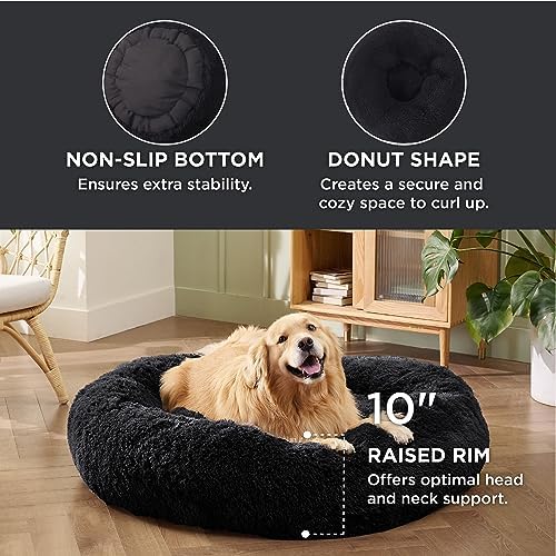 Bedsure Calming XL Dog Bed Donut Washable Extra Large Pet Bed,45ins Black