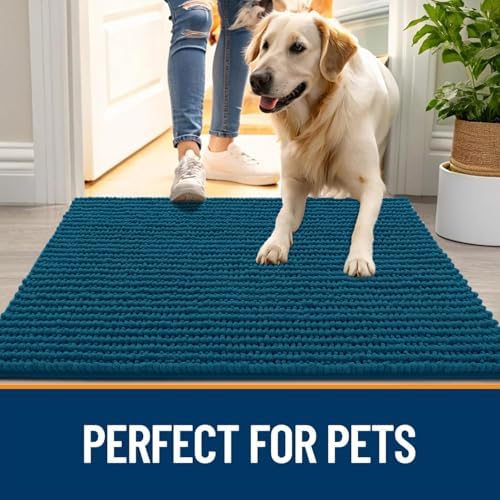 OLANLY Dog Door Mat for Muddy Paws 59x35, Extra Absorbent Chenille Mud Mat