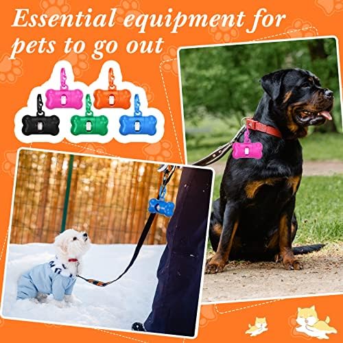Sabary 20 Pack Dog Poop Bag Holder Bone Shaped with Clip Leakproof