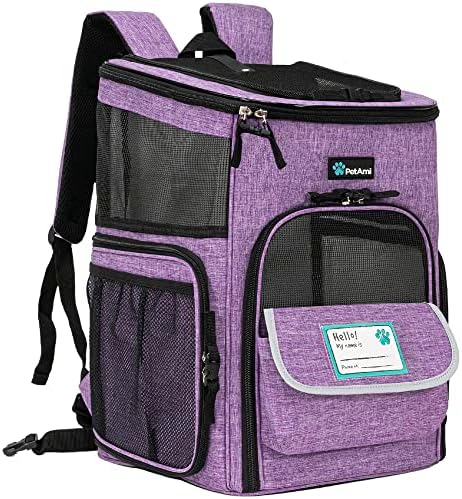PetAmi Dog Backpack Carrier, Airline Approved 4-Way Entry Cat Bag, Purple