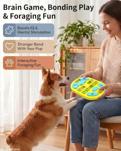 Dog Puzzle Toy, Interactive Enrichment Treat Food Puzzles, Yellow