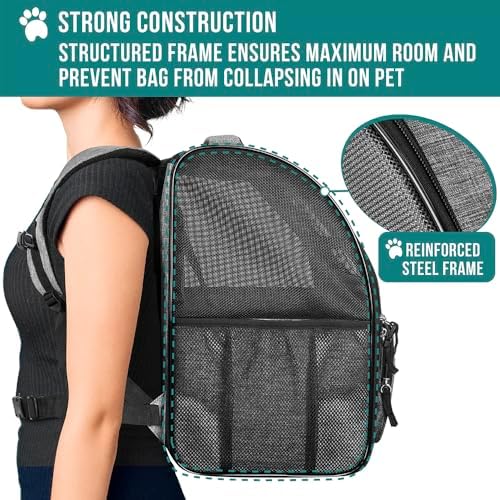 PetAmi Dog Backpack Carrier Airline Approved Cat Pet Puppy Bag, Grey