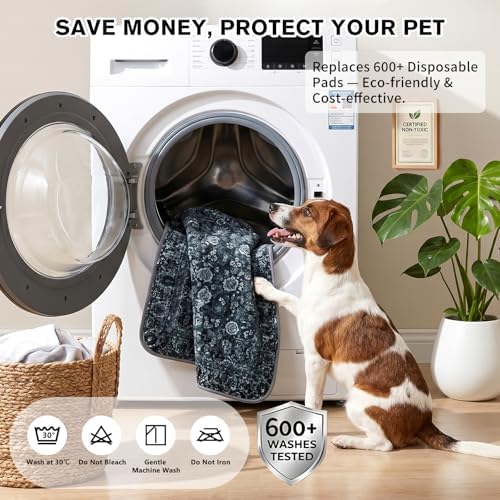 Washable Reusable Dog Pee Pads for Cats 2 Pack Waterproof Non-Slip