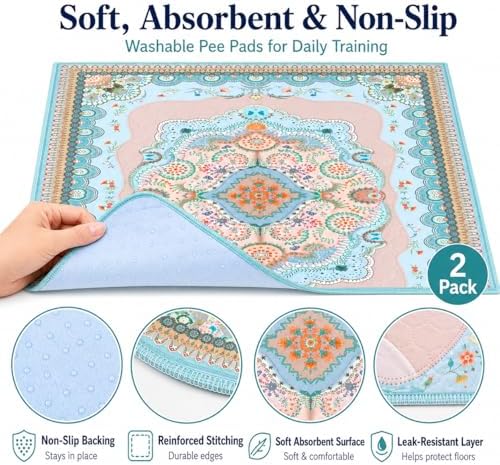 Aitmexcn Washable Pee Pads for Dogs, 2 Extra Large Puppy Pads, 72'' x 72''