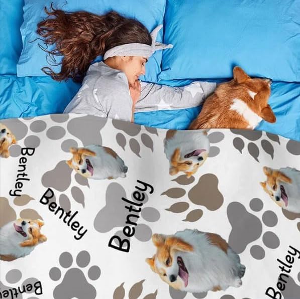 Pamaheart Custom Dog Face Blankets, Personalized Pet Photo Blanket, Fleece Dog Blankets, Customized Photo Throws, Dogs Dad Gifts, Pet Lover Gifts, Memorial Gift /35