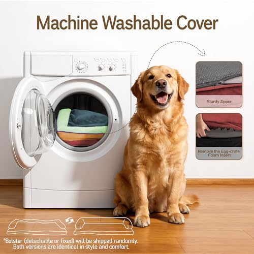 Comfort Expression Washable Dog Bed with Bolster for Medium to Large Dogs