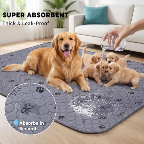 Sunheir Washable Pee Pads for Dogs, 2 Pack 36” x 72” Waterproof Puppy Pads