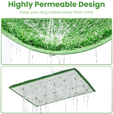 Dog Grass Pad with Tray, Dog Grass Potty Patch Bathroom Mat, 20x25inch, 2 Reusable Artificial Turf, Washable Pee Pad for Puppy Training, Dog Litter Box, Portable Perfect Indoor Outdoor Use
