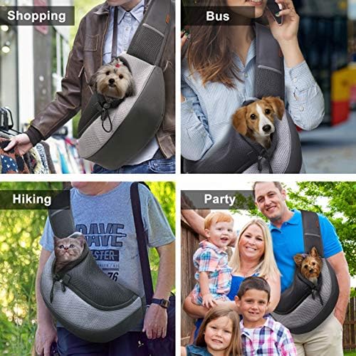FDJASGY Pet Sling Carrier for Small Dogs Cats,Breathable Mesh Travelling Hand Free Puppy Backpack with Pouch and Adjustable Strap Carrier