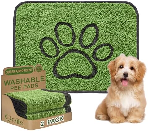 Qeils Reusable Dog Pee Pads, Washable Puppy Pads, Leak-Proof 18"x24" 2 Pack