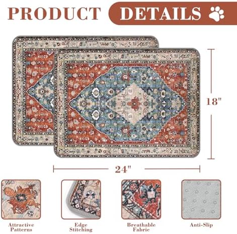 Washable Pee Pads for Dogs, 2 Pack Reusable Puppy Pads Absorbent Training Pads for Dogs Waterproof Dog Mat Non-Slip Whelping Pet Mat (Red, 24“×18”-2Pack)