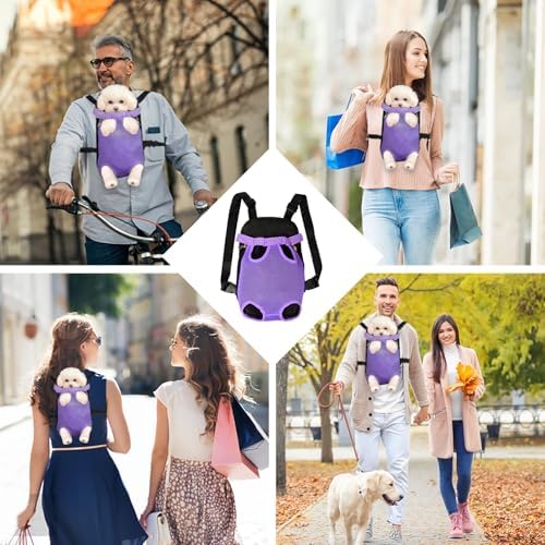 FEimaX Dog Carrier Backpack Pet Legs Out Front Cat Travel Bag, Adjustable Puppy Backpacks Carriers Hands-Free for Small Medium Dogs Cats Hiking Traveling Camping Daily Walking