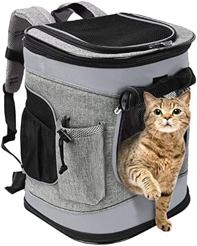 Solaris Adjustable Pet Carrier Backpack for Dogs and Cats, Puppies, Portable Cat Carrier Backpack with Bottle Pocket, Two Mesh Window for Breath