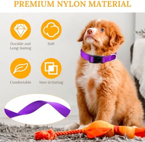27 Pcs Dog Collars Bulk Adjustable Nylon Puppy Collars for Small Puppies with Quick Release Buckle - 9 Vibrant Colors Pet Collar for Daily Use and Training (Medium Size)