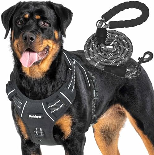 Beebiepet Heavy Duty Tactical Dog Harness for Small Dogs, No Pull Adjustable Pet Harness Reflective Service Training Easy Control Pet Vest Military K9 Working Dog Harnesses- Large, Black