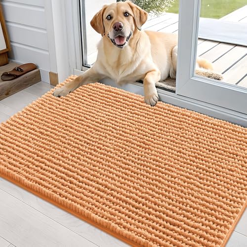 OLANLY Dog Door Mat for Muddy Paws 36x24, Extra Absorbent Chenille Mud Mat