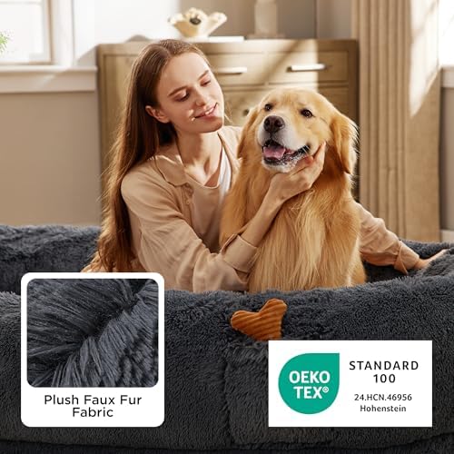 Bedsure Human Dog Bed for Adult, Plush Giant Calming Nest Bed Orthopedic