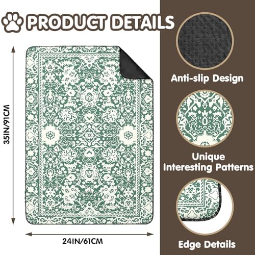 2PC Non-Slip Reusable Pee Pads, Washable Absorbent Dog Mat 35x24in