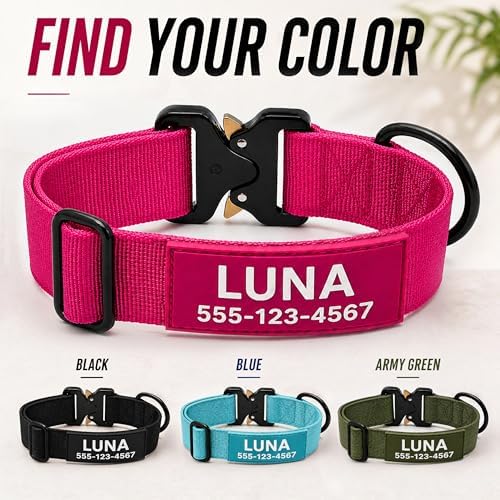 Caramel Personalized Tactical Dog Collar with Heavy Duty Nylon