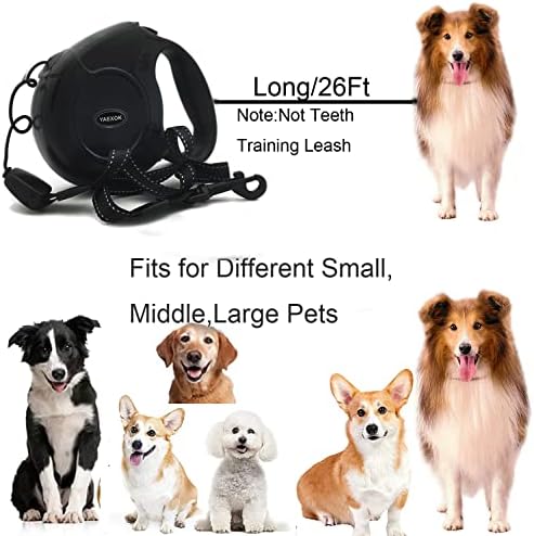 Heavy Duty Retractable Dog Leash 26ft,Pet Long Walking Leashes Leads for Small Medium Large Dogs Doggie Up to 110lbs (Black)