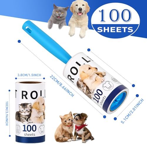 Lint Rollers for Pet Hair Remover, 600 Sheets Mega Value Set, 3 Handle with 6 Extra Sticky Lint Rollers for Pet Hair Removal, Dog and Cat Lint Remover for Clothes, Furniture, Carpet