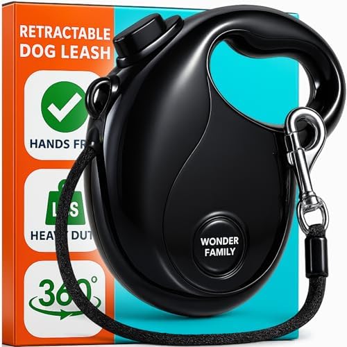 Retractable Dog Leash for Large Dogs up to 110 lbs – 17ft Long Hands Free Lead for Dogs – Reflective Heavy Duty Puppy Leash and Waist Dog Leashes for Training, Running, Outside – Correa para Perros