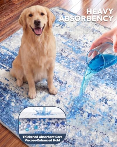 Yoofoss Washable Pee Pads for Dogs and Cats, Super Absorbent Reusable Dog Training Pads with Waterproof, Non-Slip Backing, Abstract Blue Gray, 24x36 Inch,2 Pack