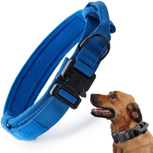 Tactical Dog Collar, Adjustable Military Training Pet Collar, Dark Blue XXL
