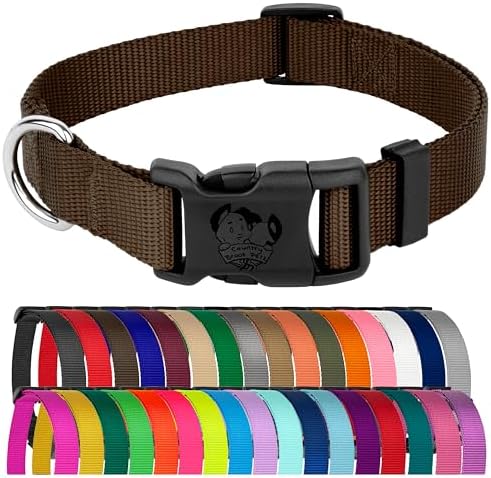 Country Brook Petz - Everyday Nylon Dog Collar for Large, Medium, and Small Dogs and Puppies - for Everyday Use in 30+ Colors (Large, 1 Inch Wide, Brown)