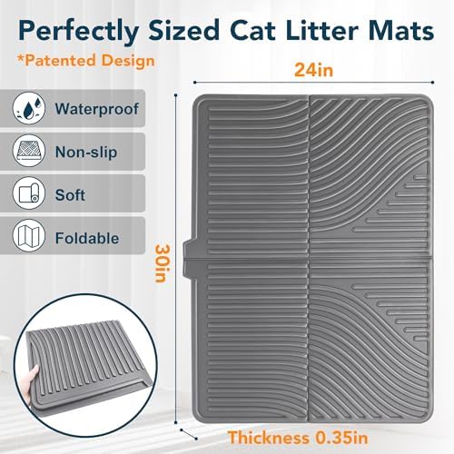 UPSKY Large Cat Litter Mat 31" x 24 Waterproof and Washable, Soft on Paws
